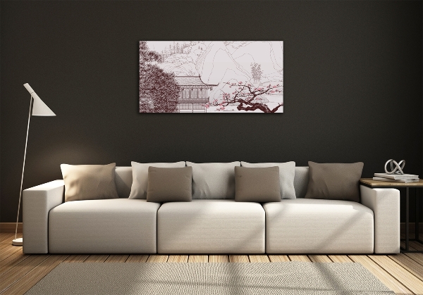 Wall art on glass Chinese landscape