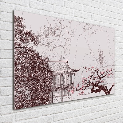 Wall art on glass Chinese landscape