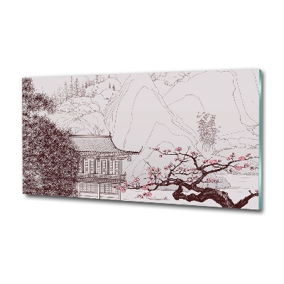 Wall art on glass Chinese landscape