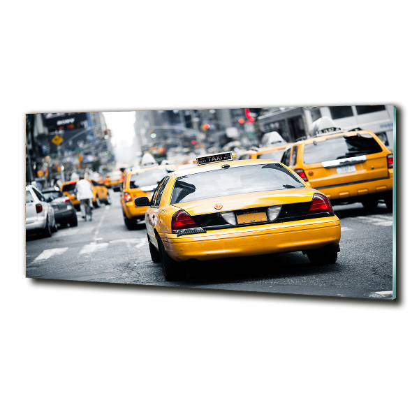 Printed glass wall art New york taxis