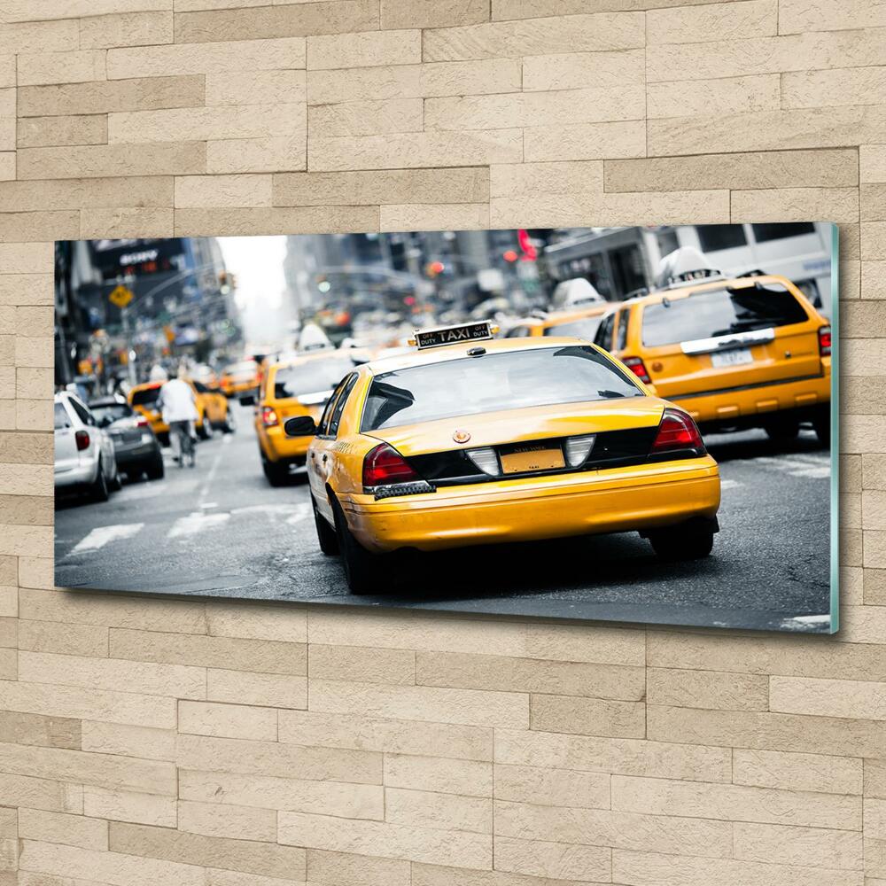 Printed glass wall art New york taxis