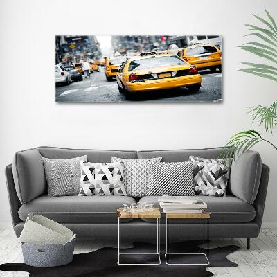 Printed glass wall art New york taxis