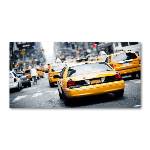 Printed glass wall art New york taxis