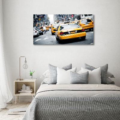 Printed glass wall art New york taxis