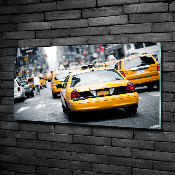 Printed glass wall art New york taxis