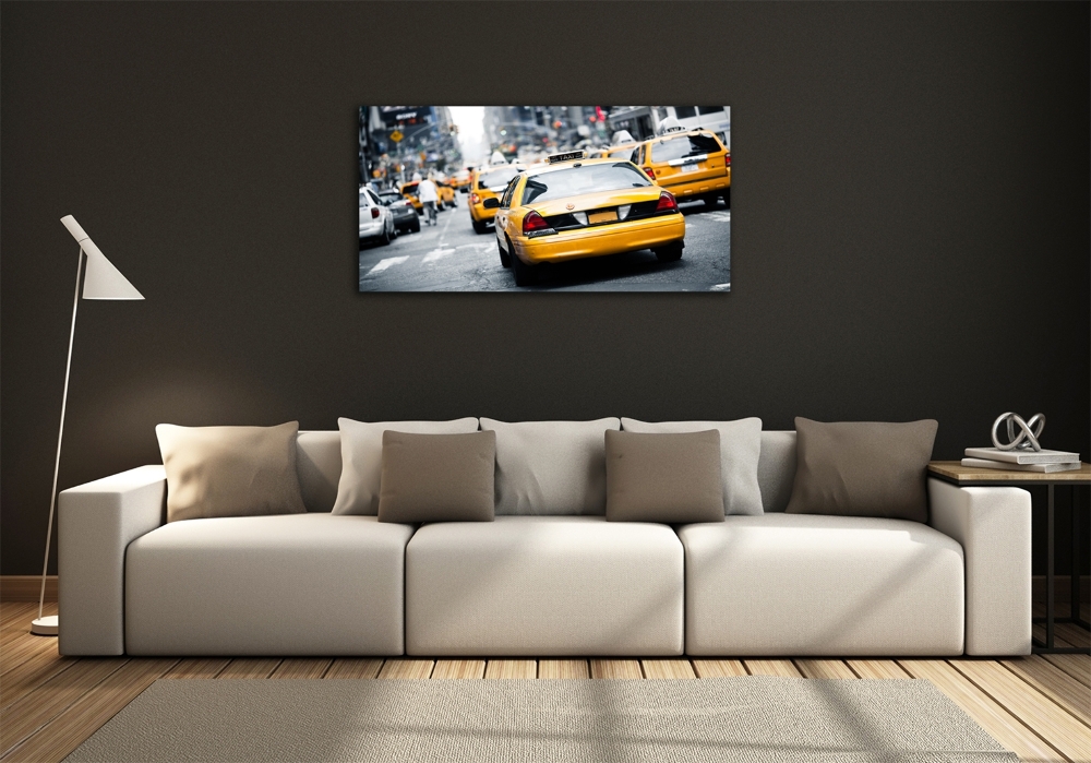 Printed glass wall art New york taxis