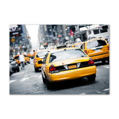 Printed glass wall art New york taxis