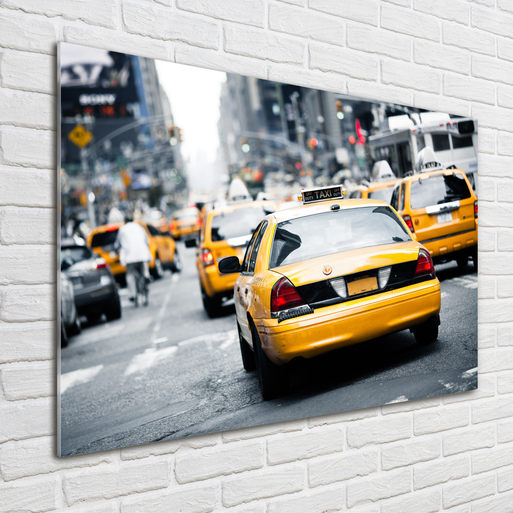 Printed glass wall art New york taxis