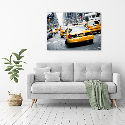 Printed glass wall art New york taxis