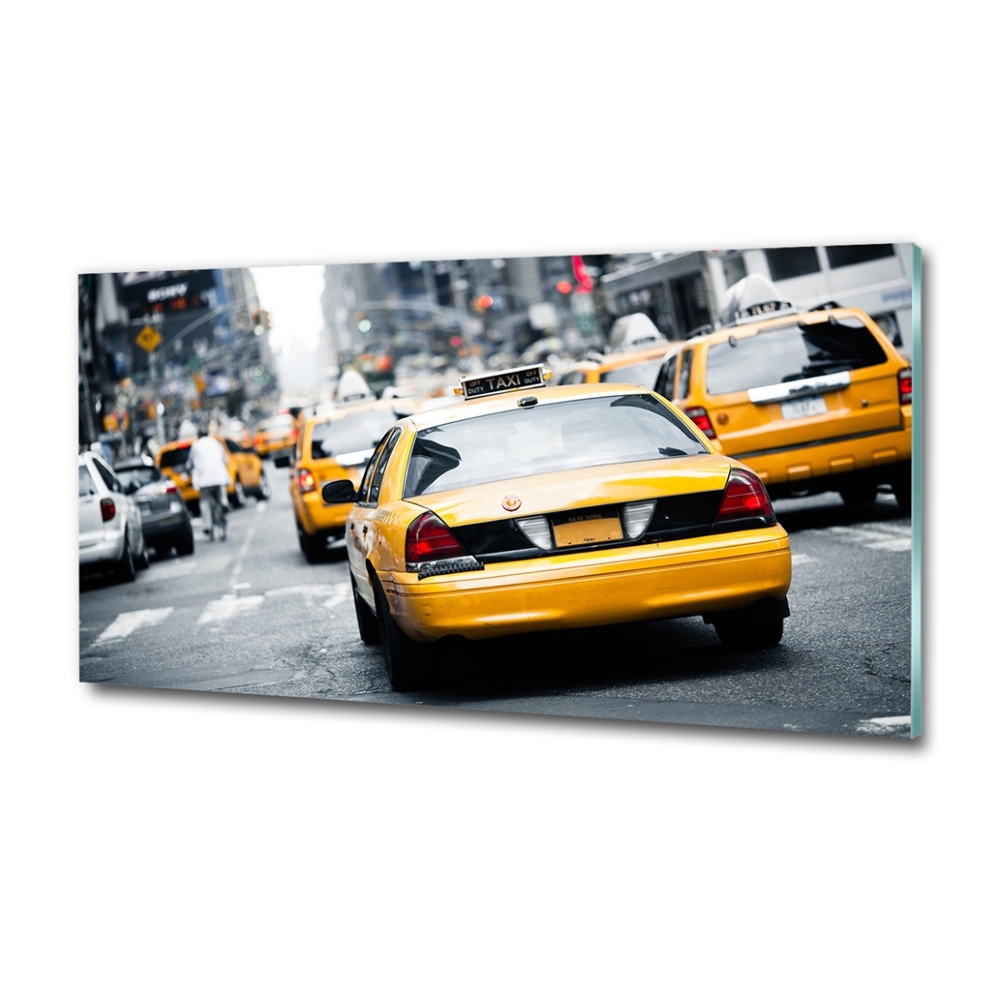 Printed glass wall art New york taxis