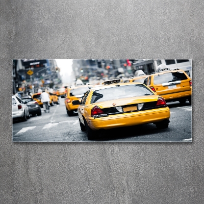 Printed glass wall art New york taxis