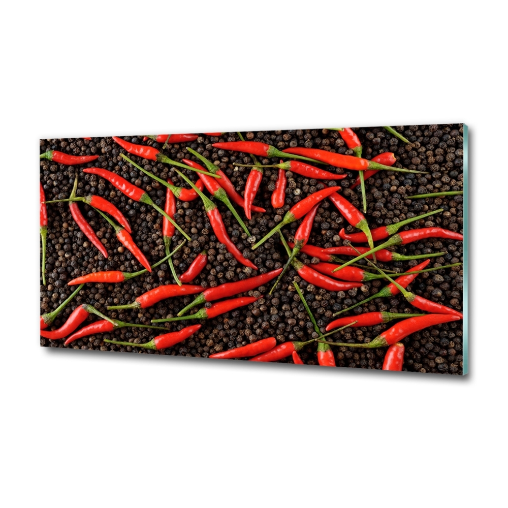 Glass wall art Chilli peppers