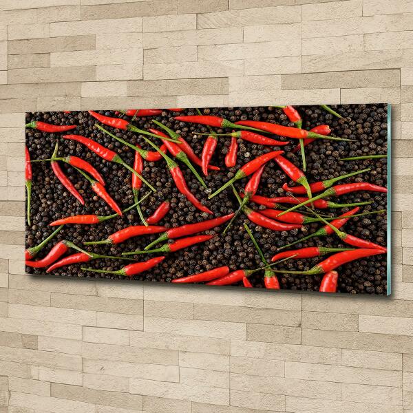 Glass wall art Chilli peppers