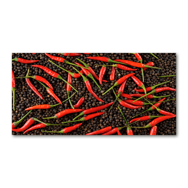 Glass wall art Chilli peppers