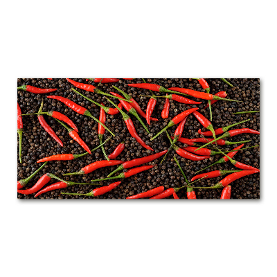 Glass wall art Chilli peppers