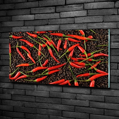 Glass wall art Chilli peppers