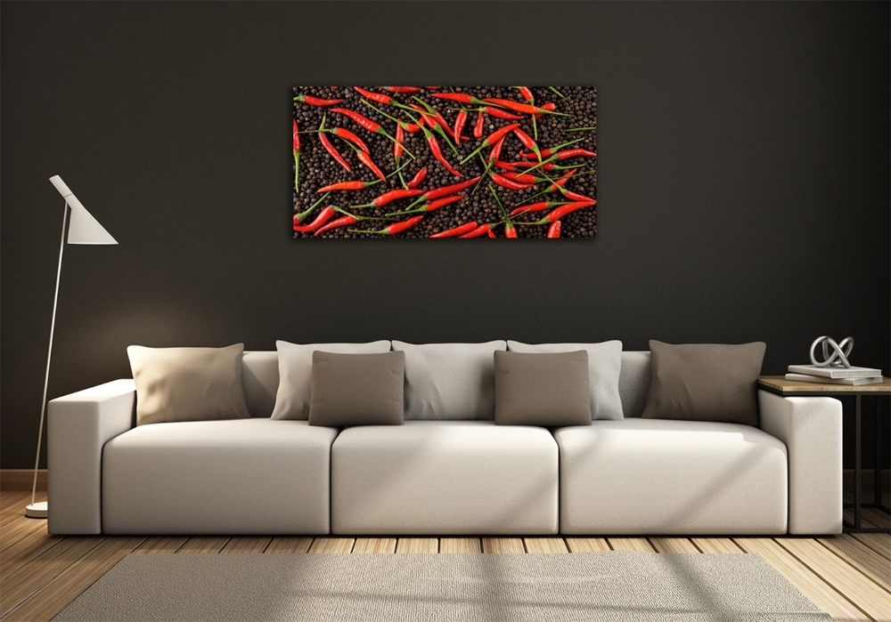 Glass wall art Chilli peppers