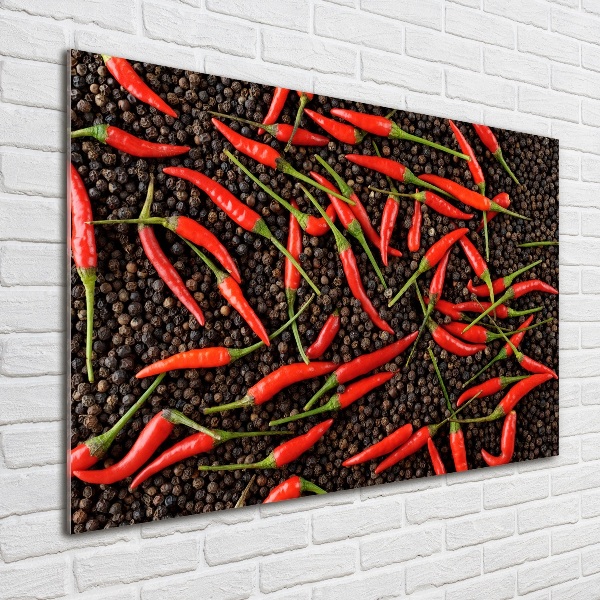 Glass wall art Chilli peppers