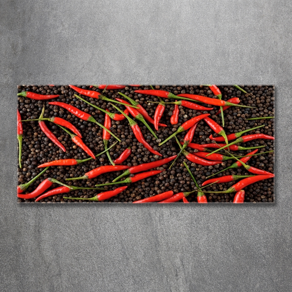 Glass wall art Chilli peppers