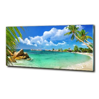 Glass picture wall art Seychelles beach