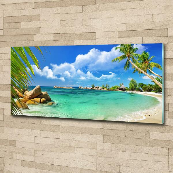 Glass picture wall art Seychelles beach