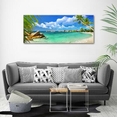 Glass picture wall art Seychelles beach