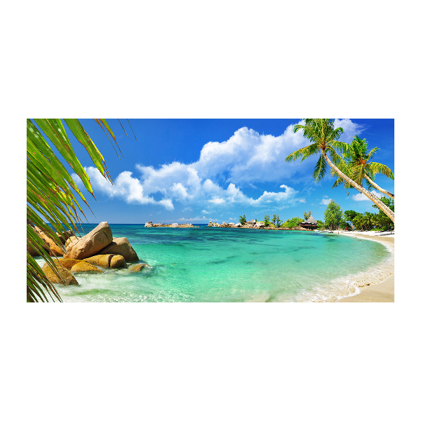 Glass picture wall art Seychelles beach