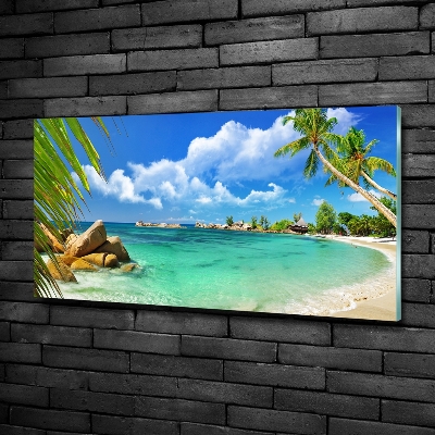 Glass picture wall art Seychelles beach