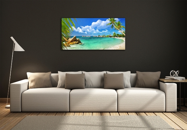 Glass picture wall art Seychelles beach