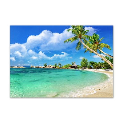 Glass picture wall art Seychelles beach