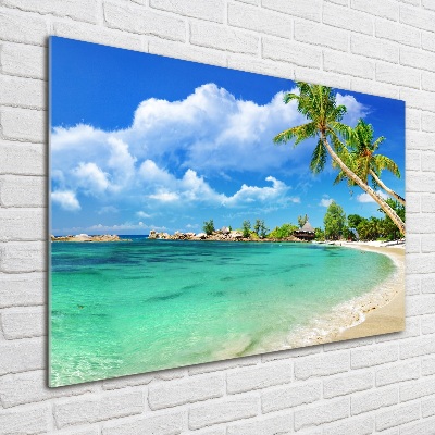 Glass picture wall art Seychelles beach