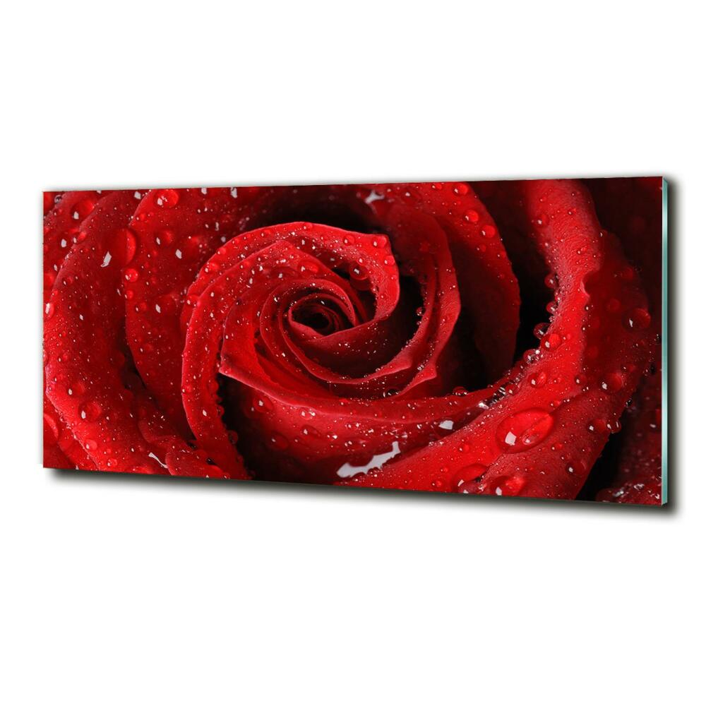 Glass art picture Rose drops