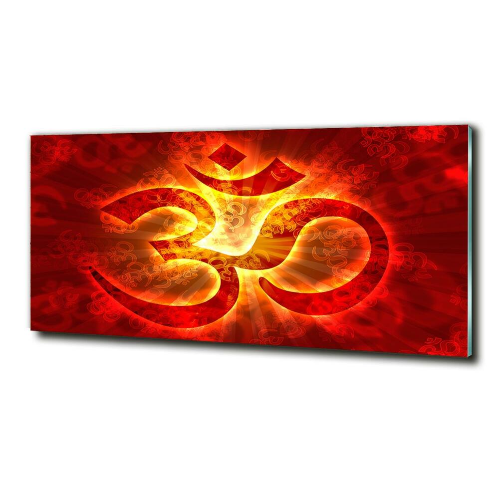 Glass art print The burning sign of the om