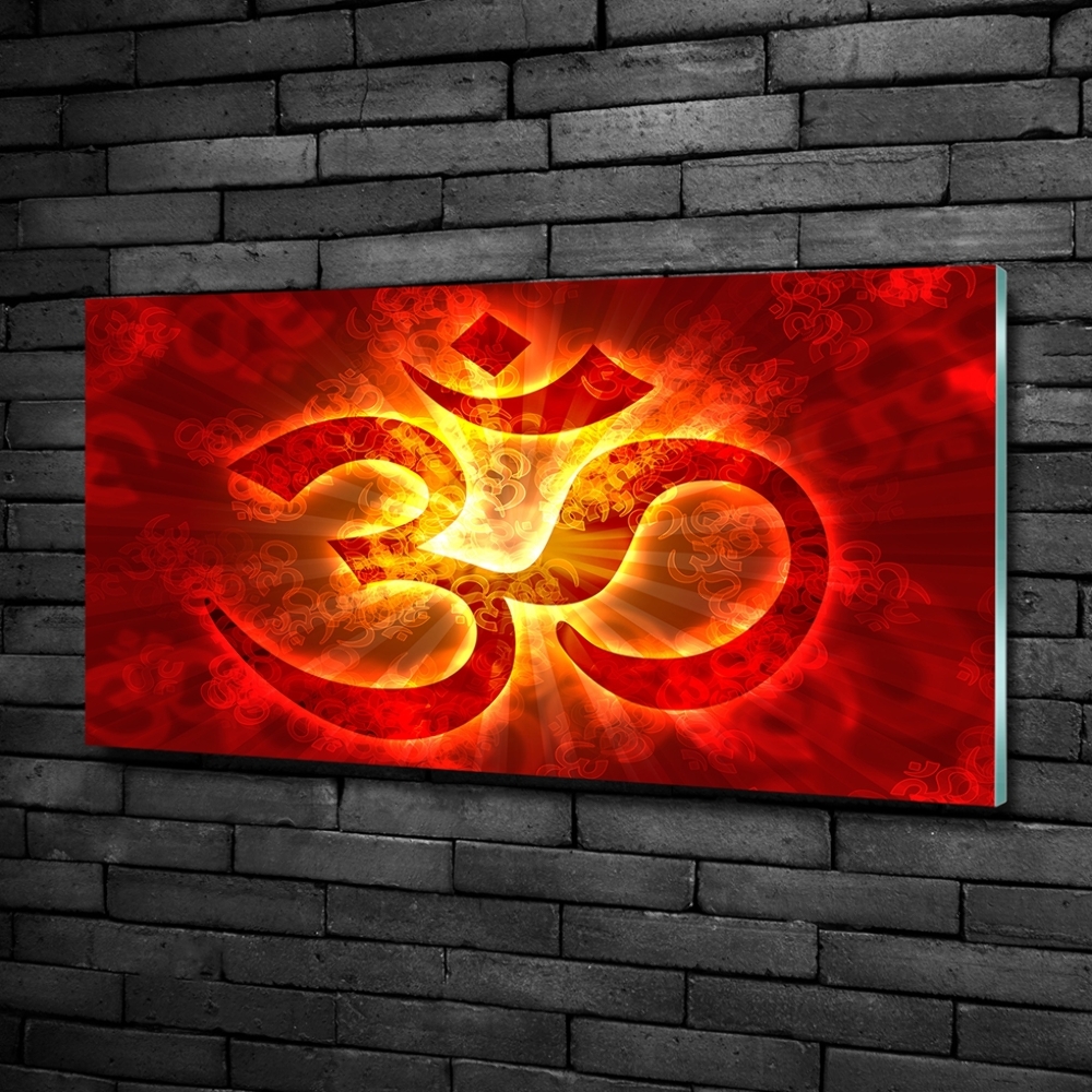 Glass art print The burning sign of the om