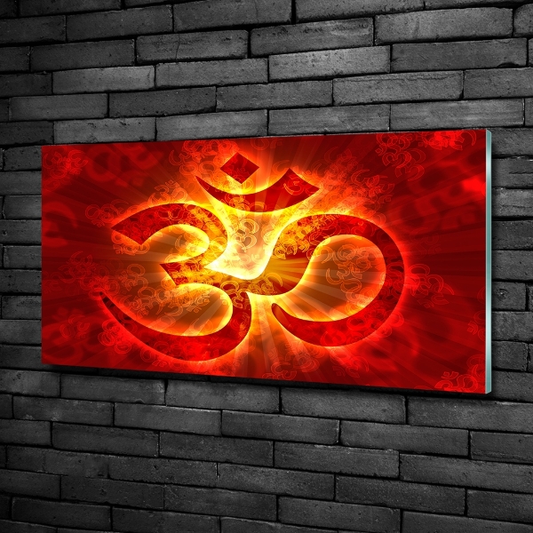 Glass art print The burning sign of the om