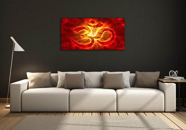 Glass art print The burning sign of the om