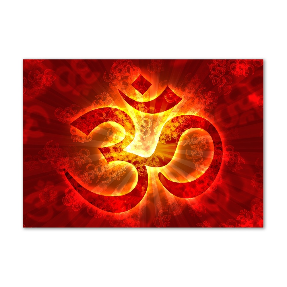 Glass art print The burning sign of the om