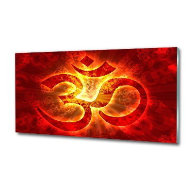 Glass art print The burning sign of the om