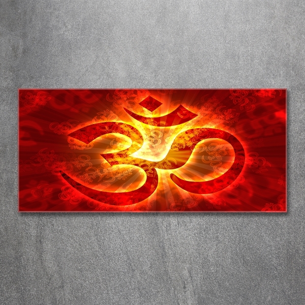 Glass art print The burning sign of the om