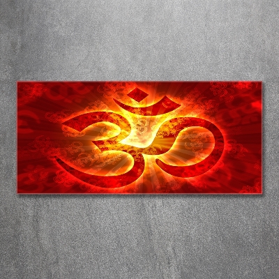 Glass art print The burning sign of the om