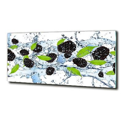 Glass art print Blackberries and water