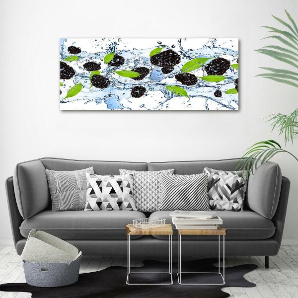 Glass art print Blackberries and water