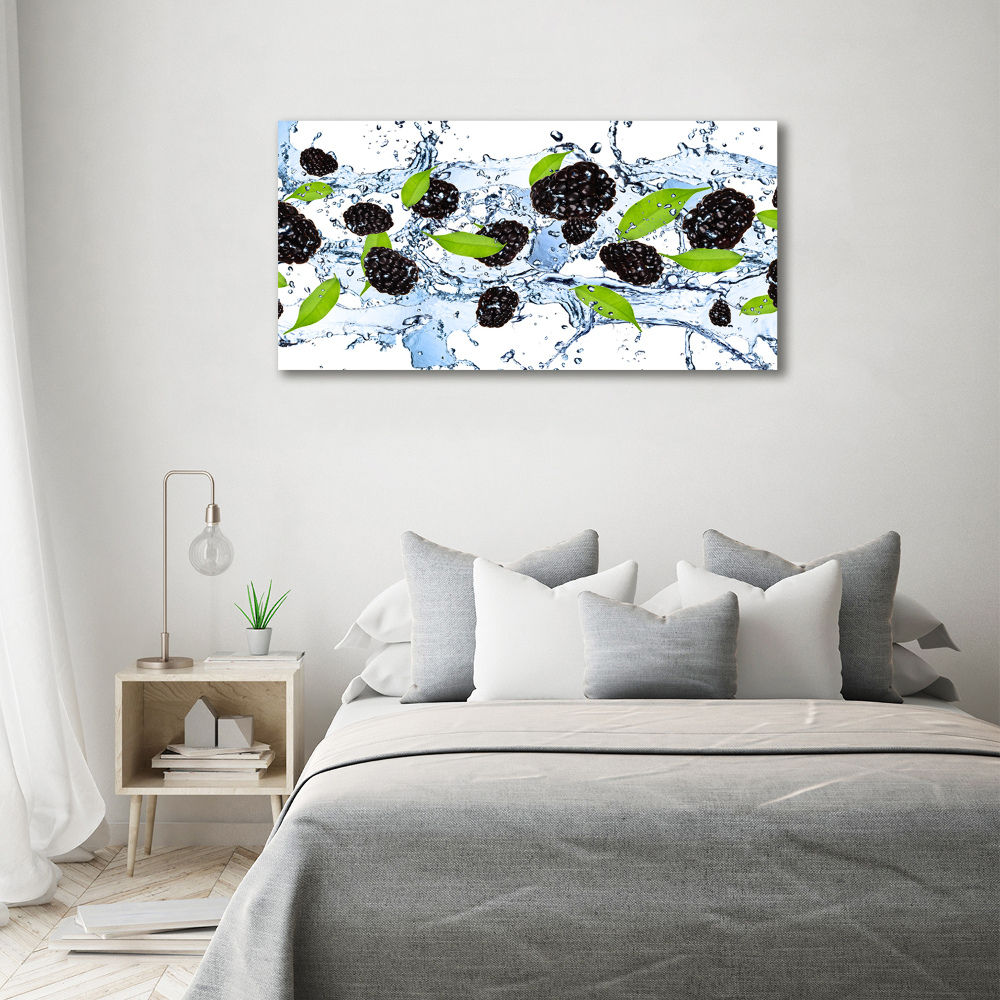 Glass art print Blackberries and water