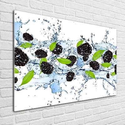 Glass art print Blackberries and water