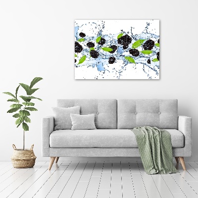 Glass art print Blackberries and water