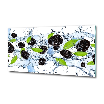 Glass art print Blackberries and water