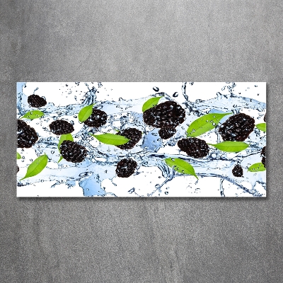 Glass art print Blackberries and water