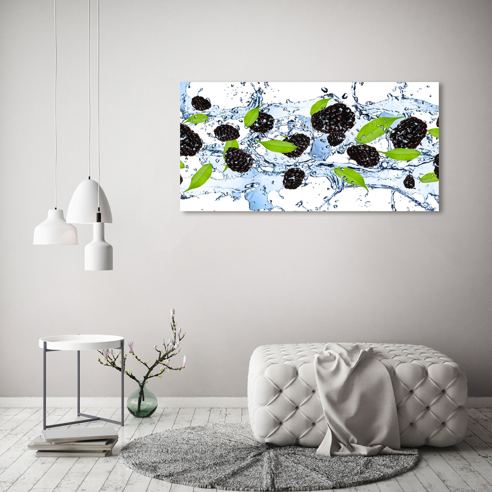 Glass art print Blackberries and water