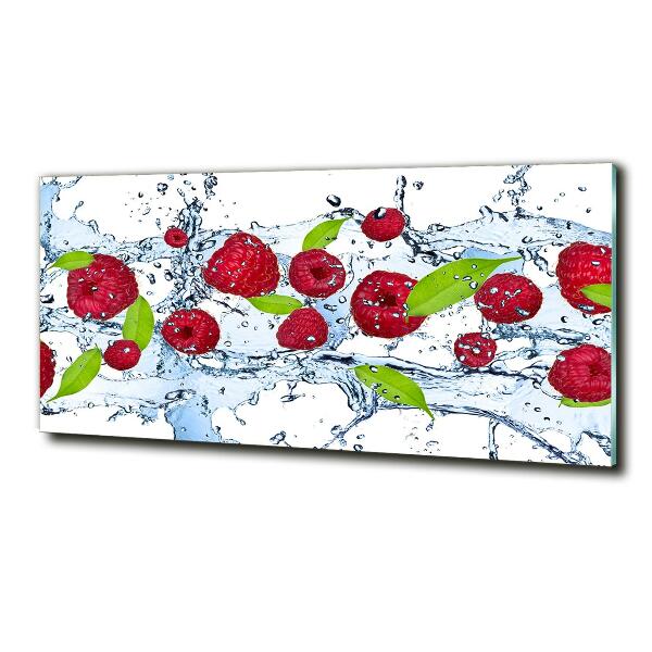 Wall art on glass Raspberries and water