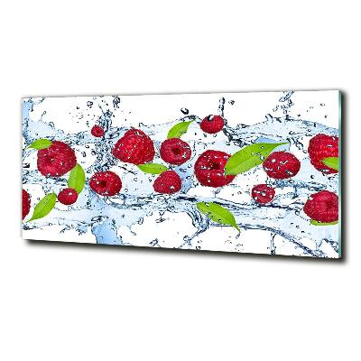 Wall art on glass Raspberries and water